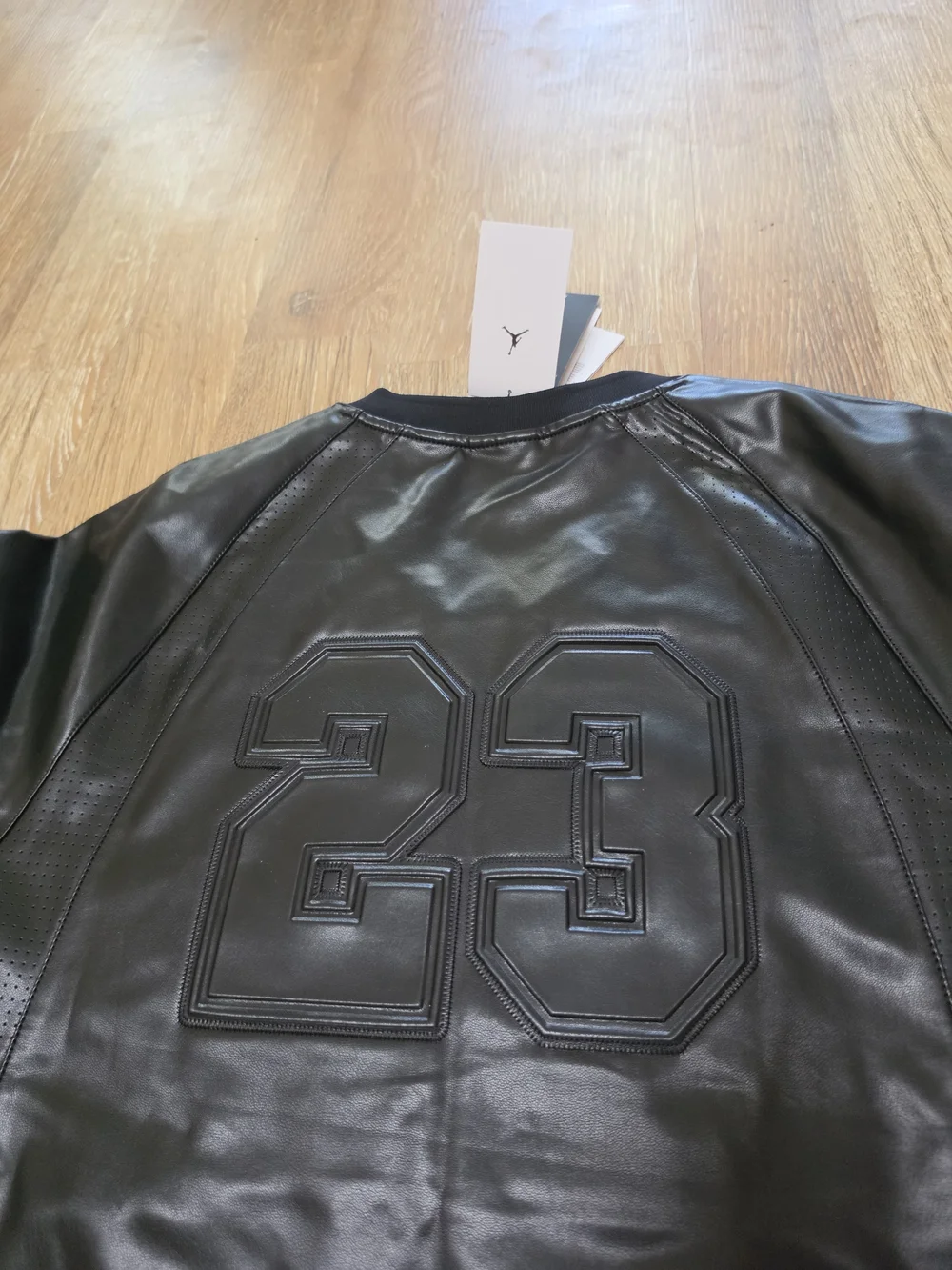Nike Air Jordan 23 Vegan Leather Black Jersey Shirt Mens SZ 